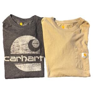 Lot of 2 Carhartt Short Sleeve Relaxed & Loose Fit T-Shirt Gray/Tan Mens' Sz M